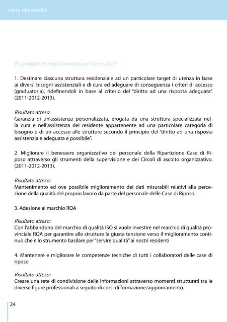 Carta dei Servizi - Strutture residenziali per anziani