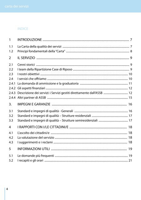 Carta dei Servizi - Strutture residenziali per anziani