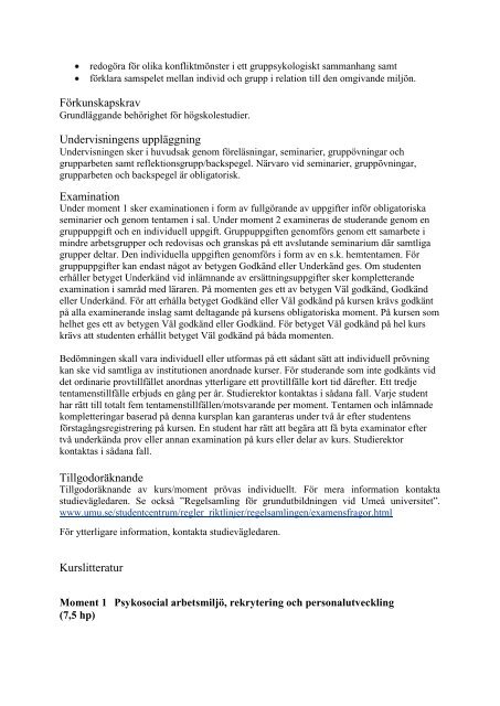 Kursplan - Sociologiska institutionen - Umeå universitet