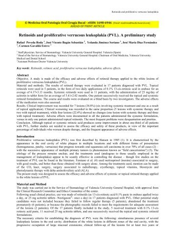 Retinoids and proliferative verrucous leukoplakia (PVL). A ...