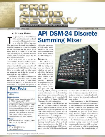 API DSM-24 Discrete Summing Mixer - Mastering Mansion