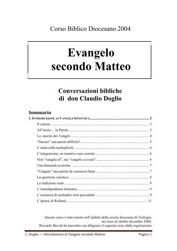 01) Introduzione ai vangeli sinottici - Symbolon.net