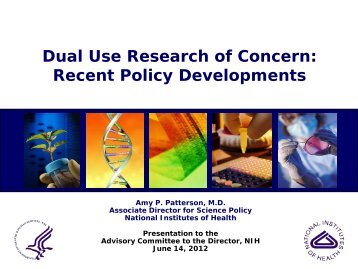 Dual Use Research of Concern - Advisory Committee to the Director