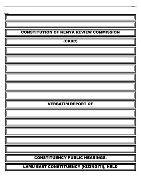 constitution of kenya review commission - ConstitutionNet