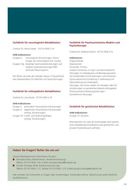 Informationen für Patienten - MediClin