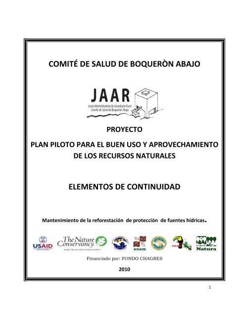 Informe Final Plan Piloto para el buen uso de los Recursos Naturales