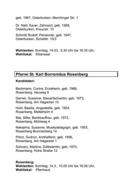 Wahlzeiten - Seelsorgeeinheit Adelsheim-Osterburken-Seckach