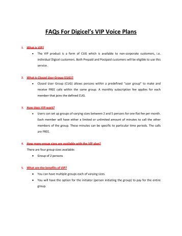 FAQs For Digicel's VIP Voice Plans - Digicel Jamaica