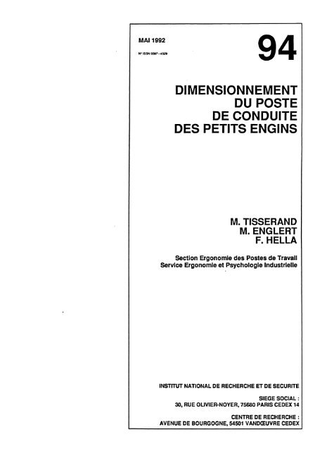 dimensionnement du poste de conduite des petits engins - Lara