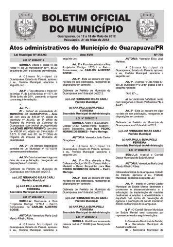 Boletim Oficial 790 - Prefeitura de Guarapuava