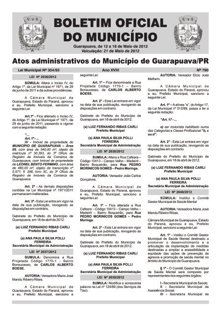 Boletim Oficial 790 - Prefeitura de Guarapuava