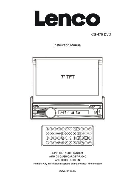 CS-470 DVD Instruction Manual - Lenco