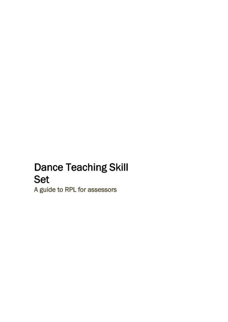 Dance Teaching Skill Set - Innovation & Business Skills Australia