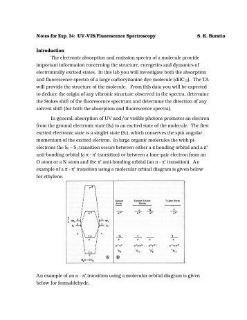 Notes for Exp. 34: UV-VIS/Fluorescence Spectroscopy S. K. Buratto ...