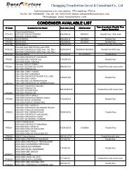 Condenser available list - Transfortune