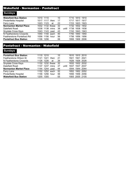 Wakefield - Normanton - Pontefract 147, 157 Pontefract ... - Arriva