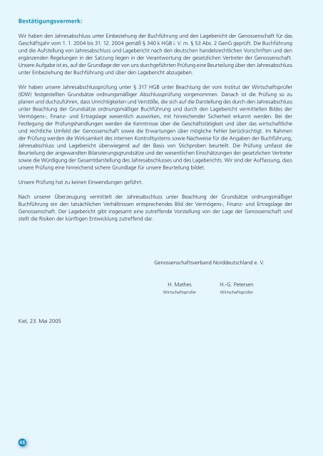 Geschäftsbericht 2004 - Volksbank Raiffeisenbank eG, Neumünster