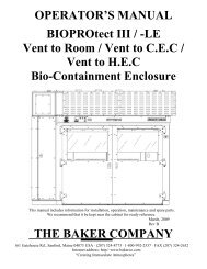 OPERATOR'S MANUAL BIOPROtect III / -LE Vent ... - Baker Company