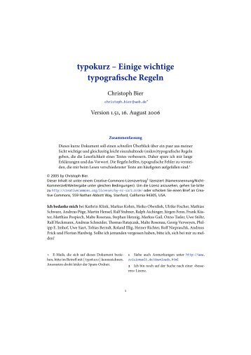 typokurz -- Einige wichtige typografische Regeln