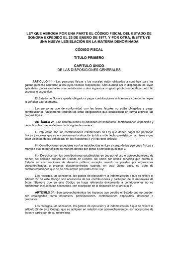 CÃ³digo Fiscal del Estado de Sonora - H. Congreso del Estado de ...