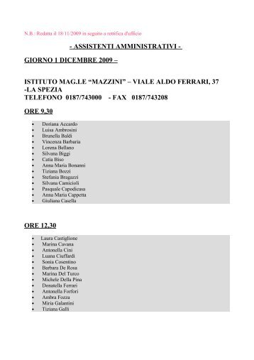 elenco candidati - Ufficio scolastico provinciale della Spezia