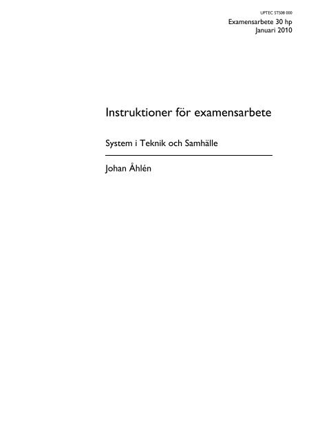 Instruktioner fÃ¶r examensarbete - Uppsala universitet