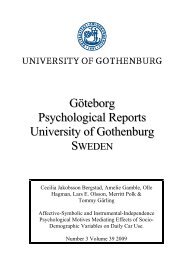 GÃ¶teborg Psychological Reports University of Gothenburg