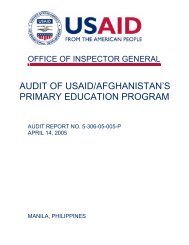 Audit of USAID/Afghanistan's Primary Education Program