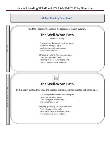 Grade 3 Reading STAAR and STAAR-M Fall 2012 by Objective