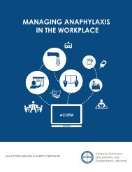 managing anaphylaxis in the workplace - American College of ...