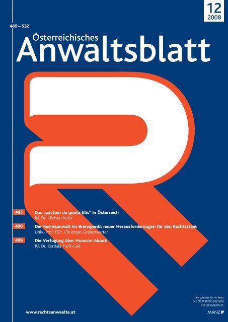 Anwaltsblatt 2008/12 - Die Österreichischen Rechtsanwälte