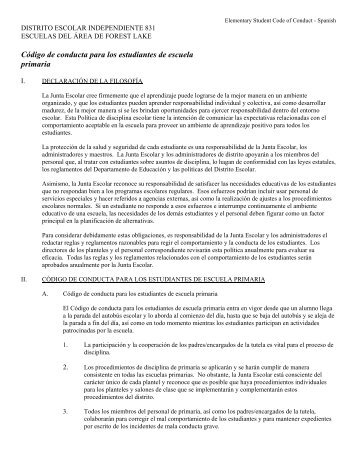 CÃ³digo de conducta para los estudiantes de escuela primaria