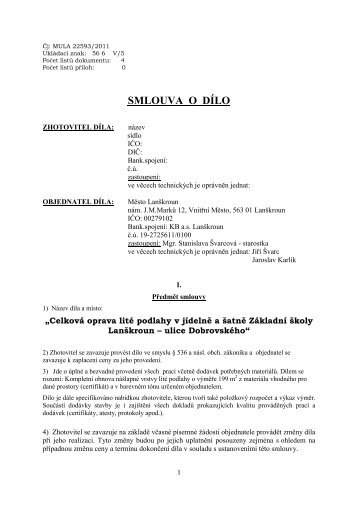 Smlouva o dílo (16/06/2011, pdf, 219.94 kB) - Město Lanškroun