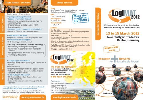 13 to 15 March 2012 New Stuttgart Trade Fair Centre ... - LogiMAT