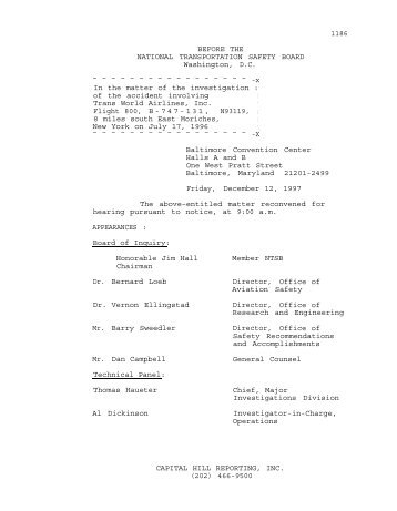 Transcript of Hearing 12/12/97 - TWA Flight 800 Investigation