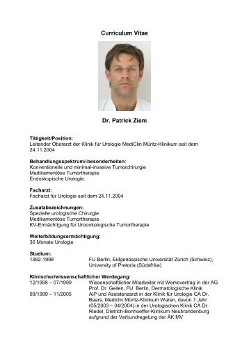 Curriculum Vitae Dr. Patrick Ziem - MediClin