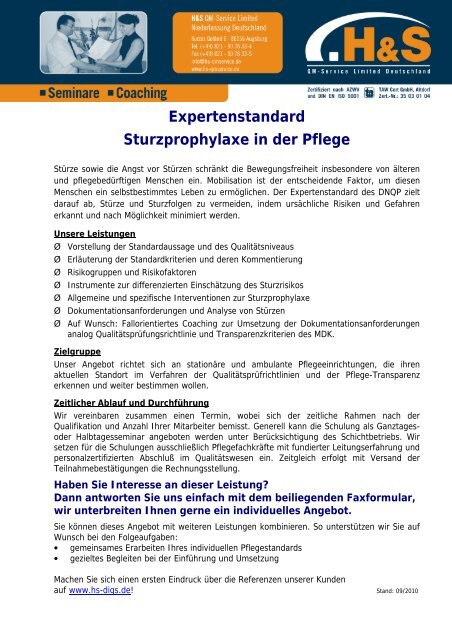 Expertenstandard Sturzprophylaxe in der Pflege - Hs-digs.de