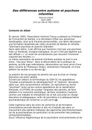 Des diffÃ©rences entre autisme et psychose infantiles