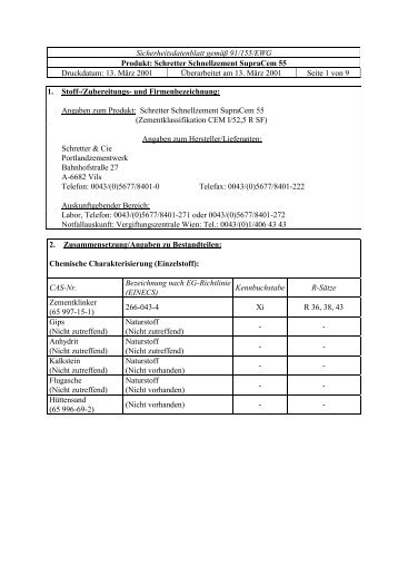 SDS supracem55.pdf - Chemie.at