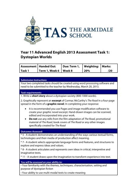 Year 11 Advanced English 2013 Assessment Task 1: Dystopian ...