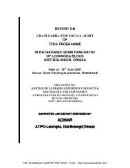 Report on Gram Sabha for Social Audit of the ICDS Programme in ...