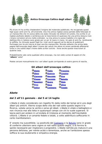 Antico oroscopo celtico degli alberi - Viveremeglio.org