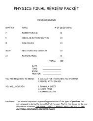 PHYSICS FINAL REVIEW PACKET