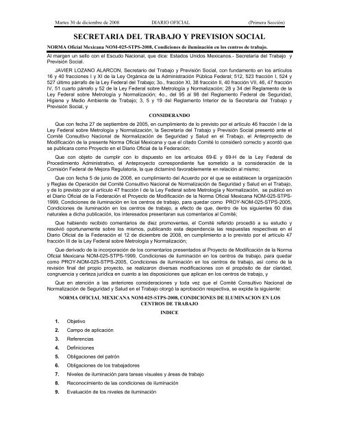 NOM-025-STPS-2008 - Normas Oficiales Mexicanas de Seguridad y ...