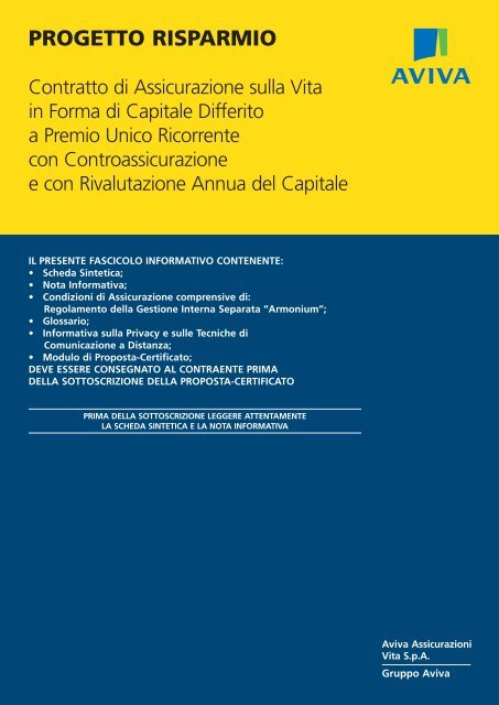 PROGETTO RISPARMIO - Aviva