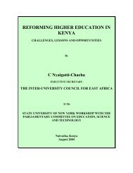 REFORMING HIGHER EDUCATION IN KENYA - International Unit