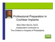 Professional Preparation in Cochlear Implants - National Center for ...