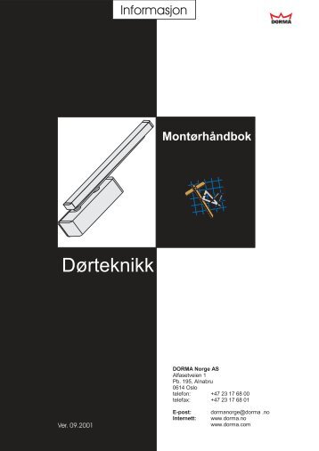 Dorma montÃ¸rhÃ¥ndbok 2001 - Mamut ServiceSuite WebShop