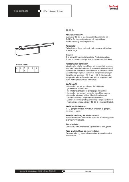 Dorma montÃ¸rhÃ¥ndbok 2001 - Mamut ServiceSuite WebShop