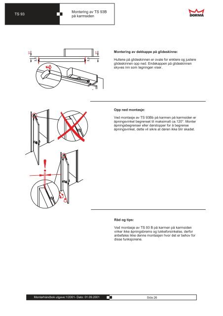 Dorma montÃ¸rhÃ¥ndbok 2001 - Mamut ServiceSuite WebShop